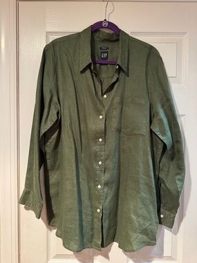 GAP Olive Green Button-Down Women's Shirt